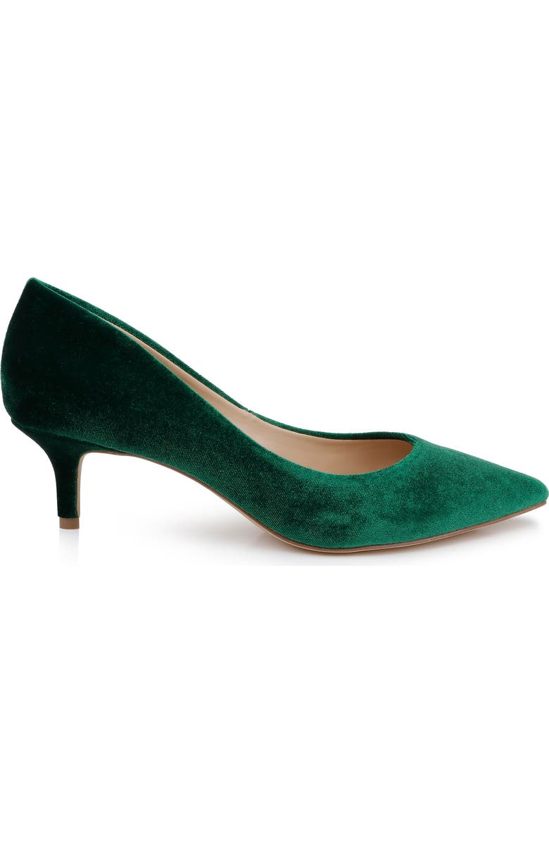 Jewel Badgley Mischka Enola Pointed Toe Kitten Heel Pump, Alternate, color, Green Velvet