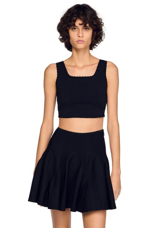 Cropped Decorative Knit Sweater