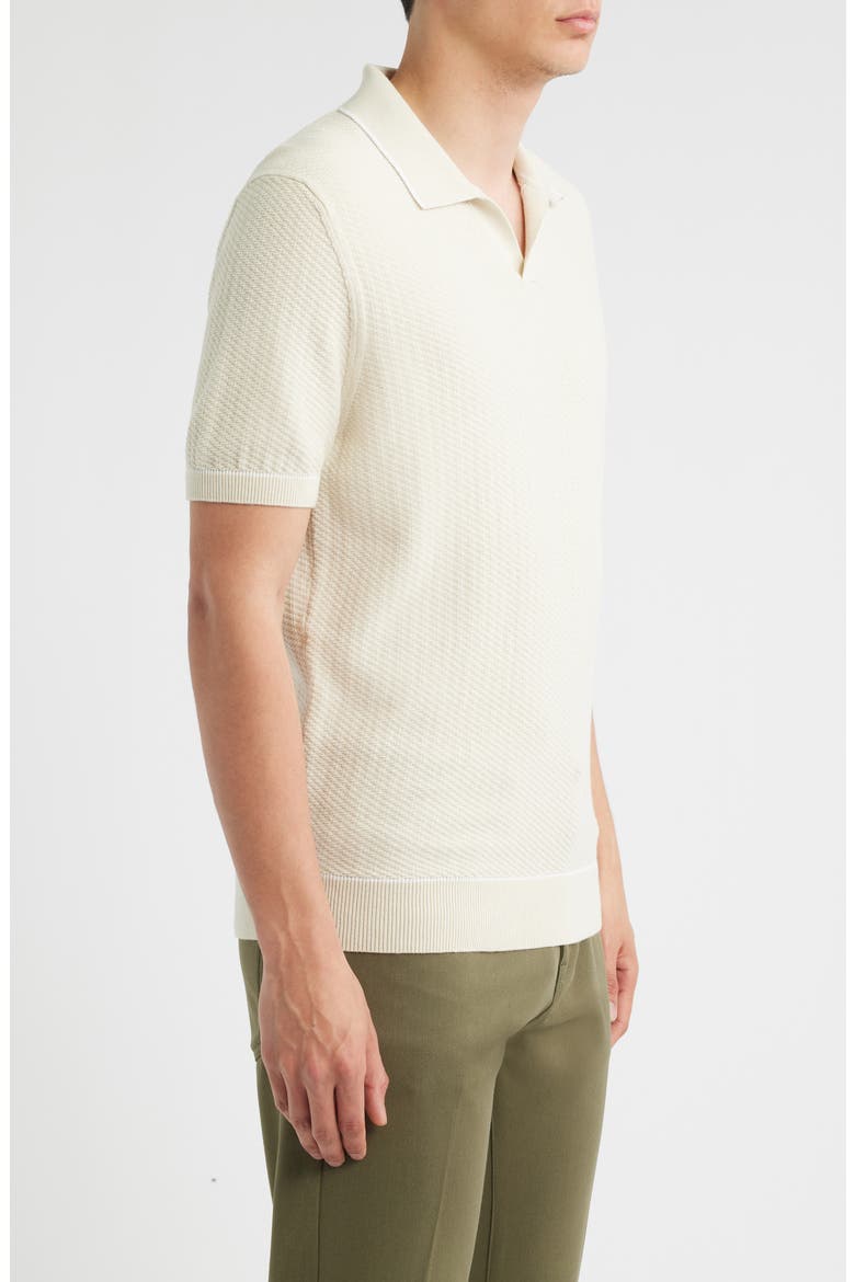 Isello Tipped Polo Sweater, Alternate, color, OPEN WHITE