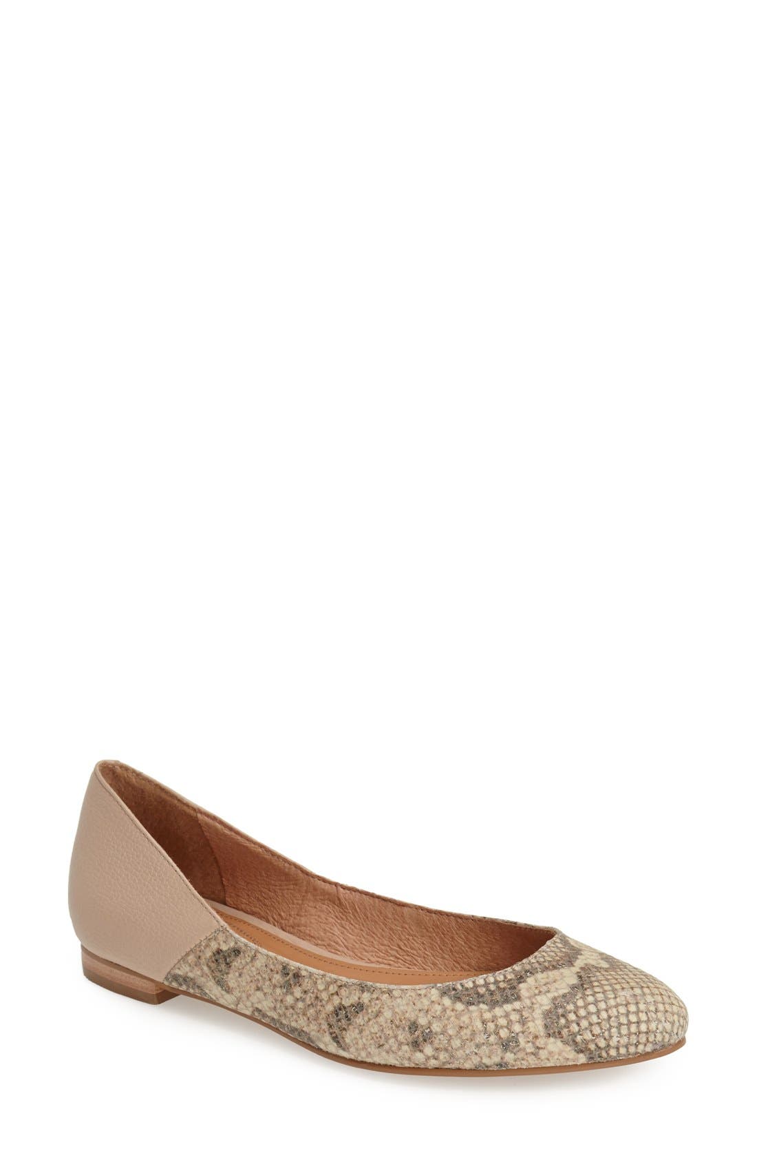 'Morrison' Pointy Toe Flat, Main, color, NATURAL VINTAGE SNAKE