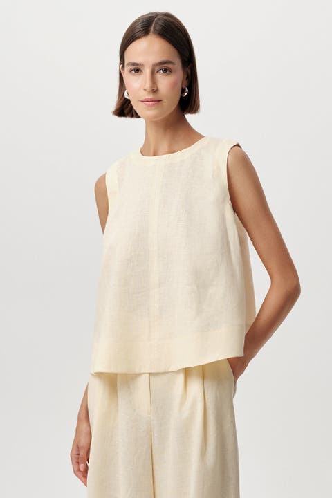 Almira Crew Neck Linen Blouse