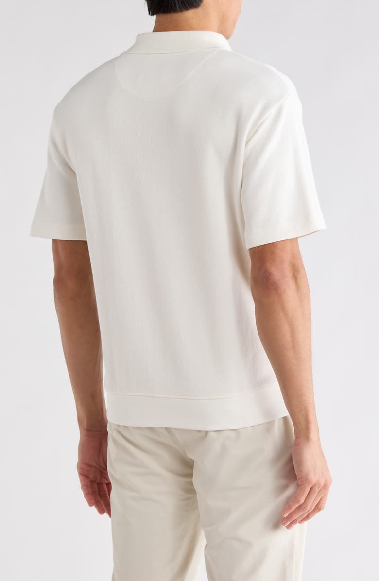 DENIM AND FLOWER Textured Cotton Knit Polo, Alternate, color, Off White
