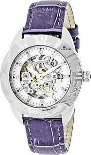 Empress Godiva Automatic MOP Leather-Band Watch