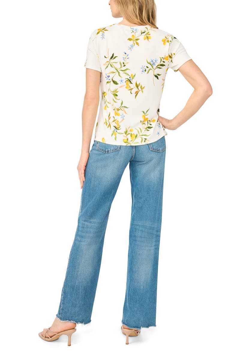Lemon Floral Jersey T-Shirt, Alternate, color, ULTRA WHITE