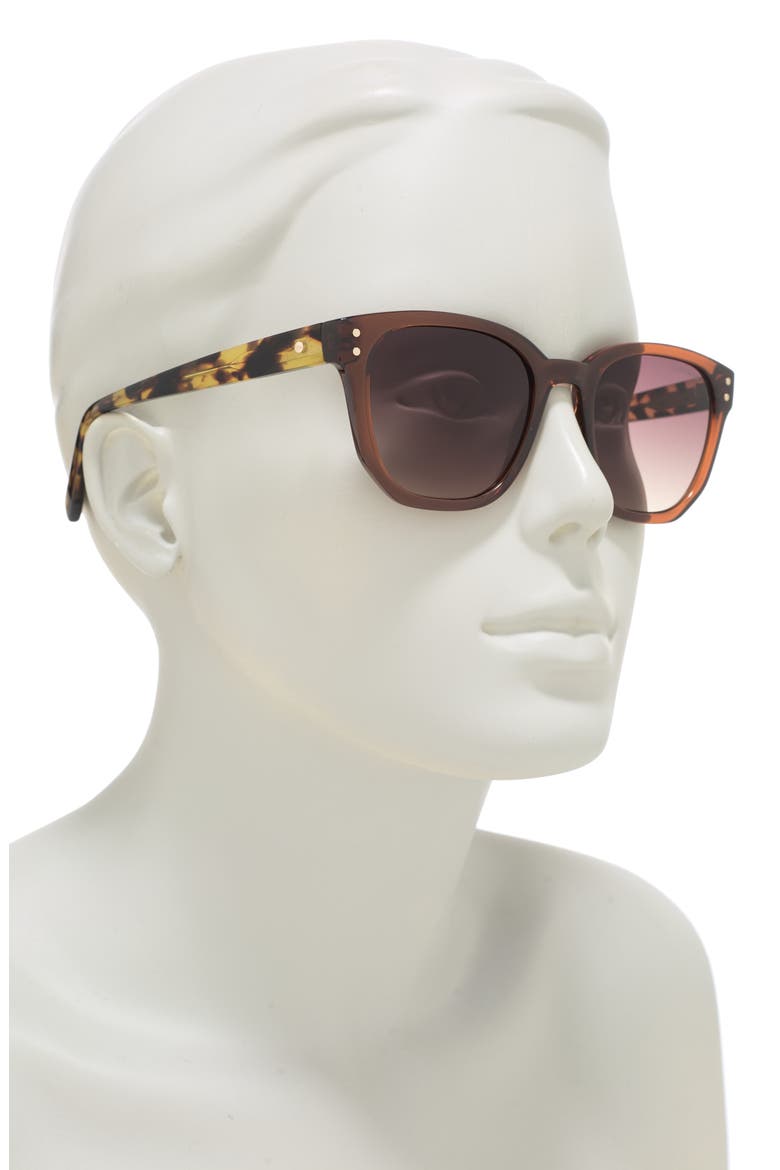 52mm Square Sunglasses, Alternate, color, SHINY DARK BROWN / BROWN