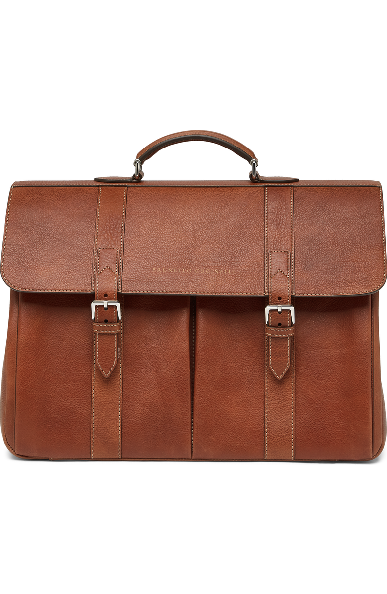 Brunello Cucinelli Grained calfskin briefcase, Main, color,