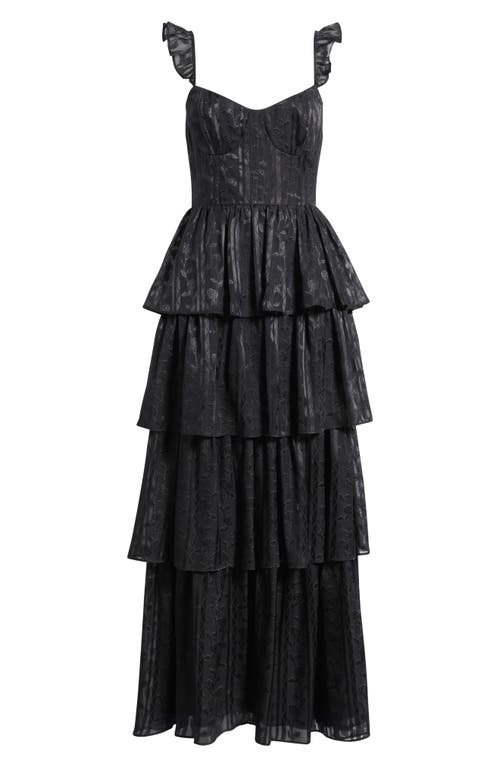 Lulus Magnolia Tiered Organza Gown In Black