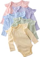 BUTTERBLU Ashley Ruffle Long Sleeve Organic Cotton Assorted 5-Pack Bodysuits