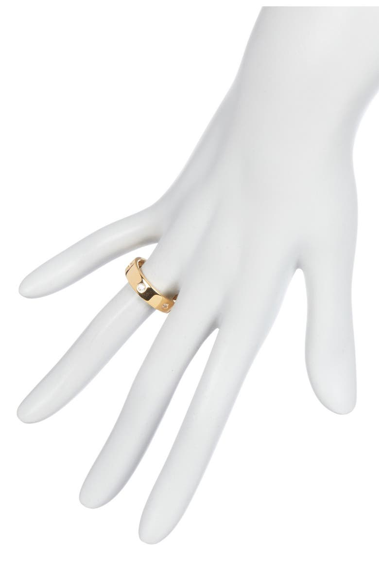 Sterling Forever Bezel Cubic Zirconia Accent Band Ring, Alternate, color,