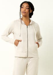 Single Stitch Lightweight Full-Zip Hoodie, Heather Pink