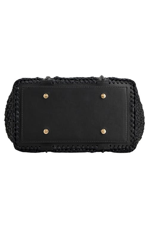 Tod's Mini T Timeless Crochet Raffia & Leather Shopping Bag In Nero