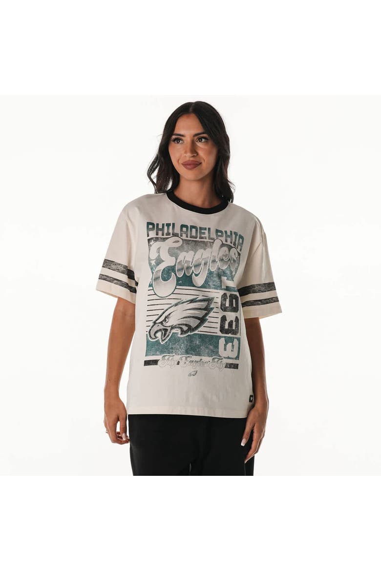 Women's The Wild Collective  Cream Philadelphia Eagles Vintage Drop Shoulder Oversized Boyfriend T-Shirt, Main, color, Cream