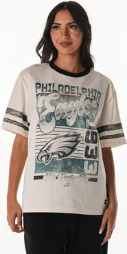 THE WILD COLLECTIVE Women's The Wild Collective  Cream Philadelphia Eagles Vintage Drop Shoulder Oversized Boyfriend T-Shirt