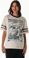 THE WILD COLLECTIVE Women's The Wild Collective Cream Philadelphia Eagles Vintage Drop Shoulder Oversized Boyfriend T-Shirt