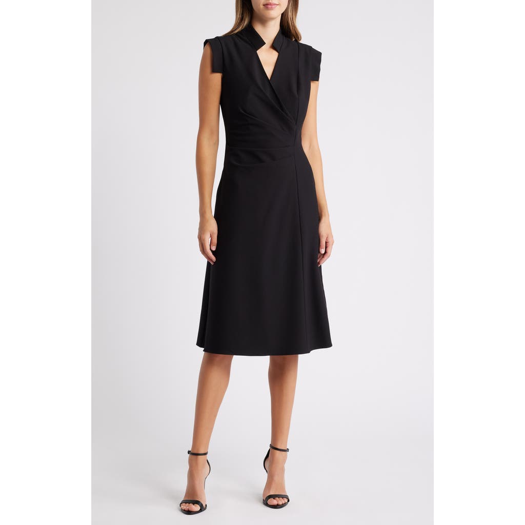 Black Halo Bruna Sleeveless Faux-Wrap Dress