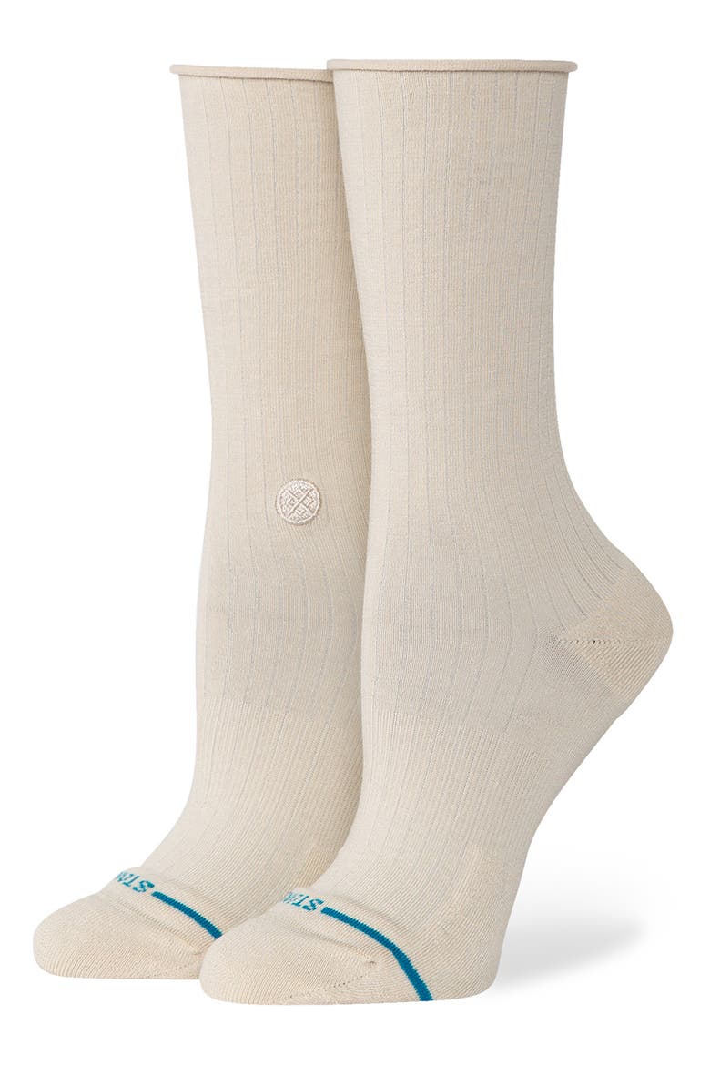 Rolled Crew Socks, Main, color, OATMEAL