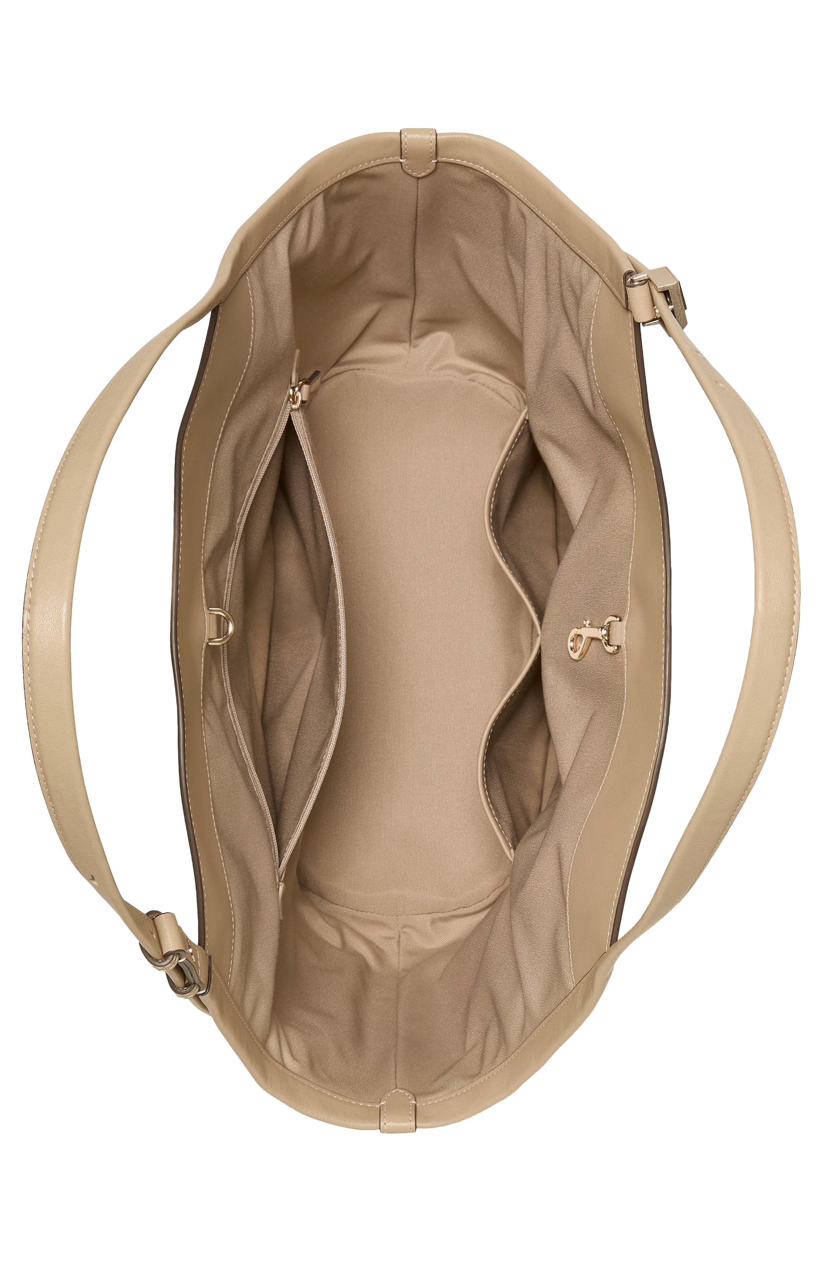 Deco Fine Grain Leather Tulip Tote, Alternate, color, TIMELESS TAUPE