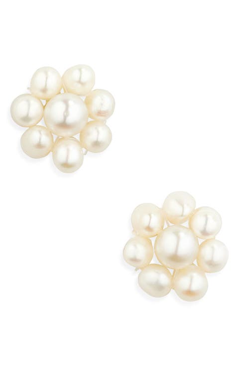 Sarah Pearl Cluster Stud Earrings