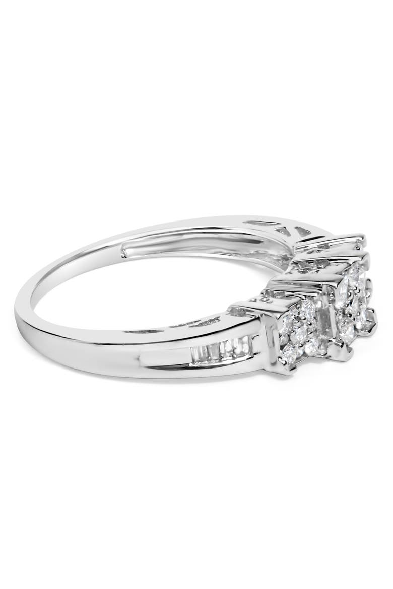 10K White Gold 1/2Cttw Diamond 3 Square Clusters Engagement Ring, Alternate, color, White Gold