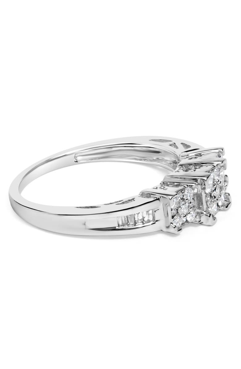 Haus of Brilliance 10K White Gold 1/2Cttw Diamond 3 Square Clusters Engagement Ring, Alternate, color, White Gold