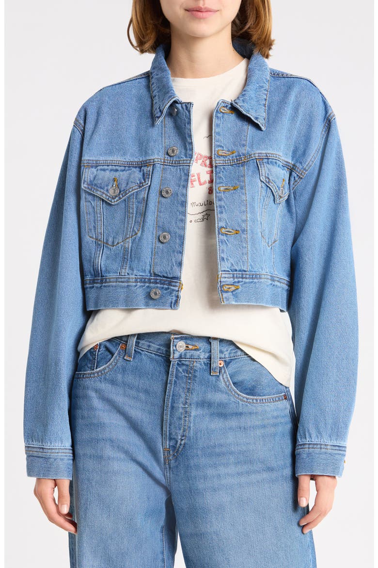 Cropped Denim Jacket, Main, color, RIVERSTONE