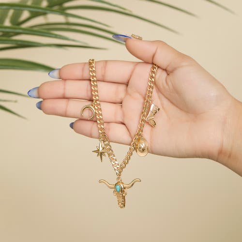 Jessica Simpson Celestial Charm Necklace In Metallic