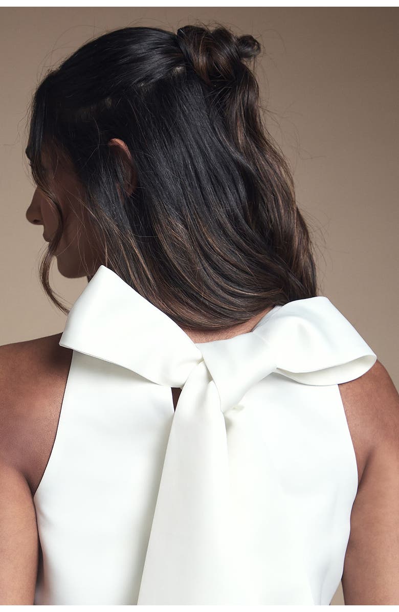 Coast Structured Satin Bridal Mini Dress, Alternate, color, Ivory