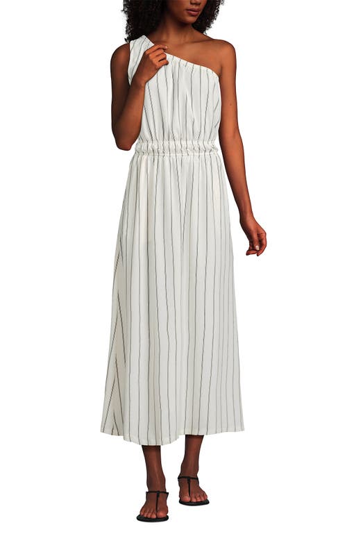 LANDS' END LANDS' END CREASELESS ONE SHOULDER MIDI DRESS