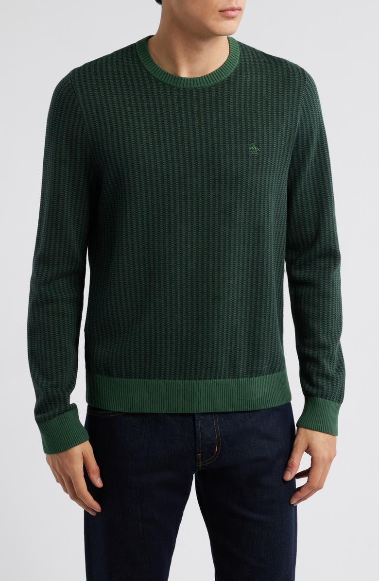 Original Penguin Jacquard Stripe Cotton Crewneck Sweater, Main, color, 