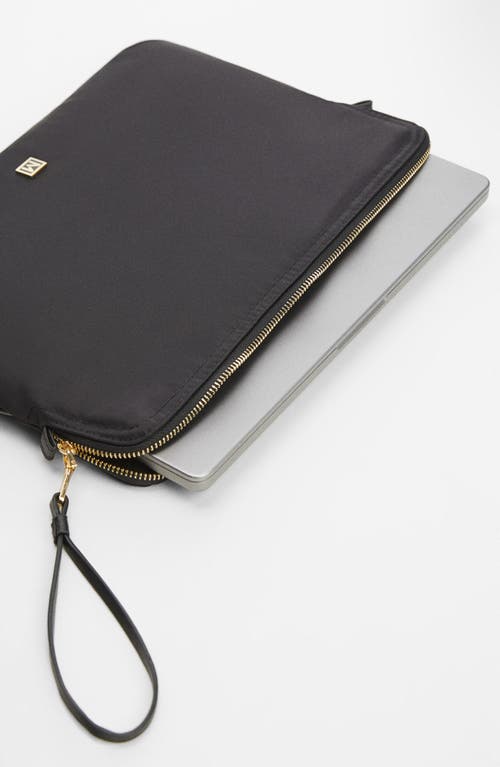 Mango Nylon Zip Wristlet Laptop Case In Black