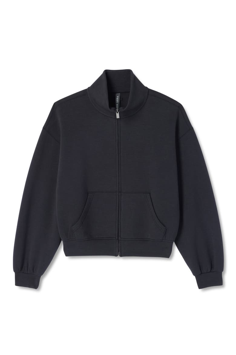 Galaxy Funnel Neck Full Zip Sweatshirt, Alternate, color, BLACK