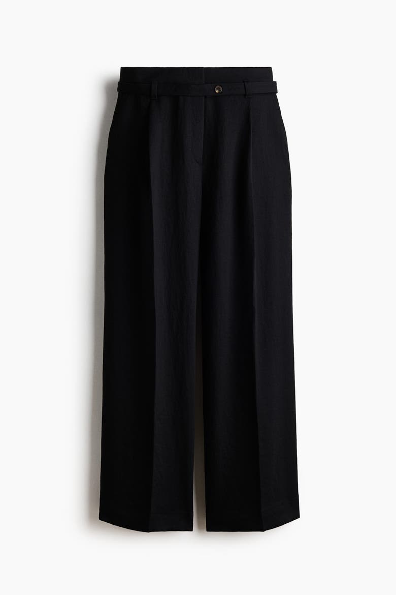 Wide-leg Pants With Belt, Main, color, Black