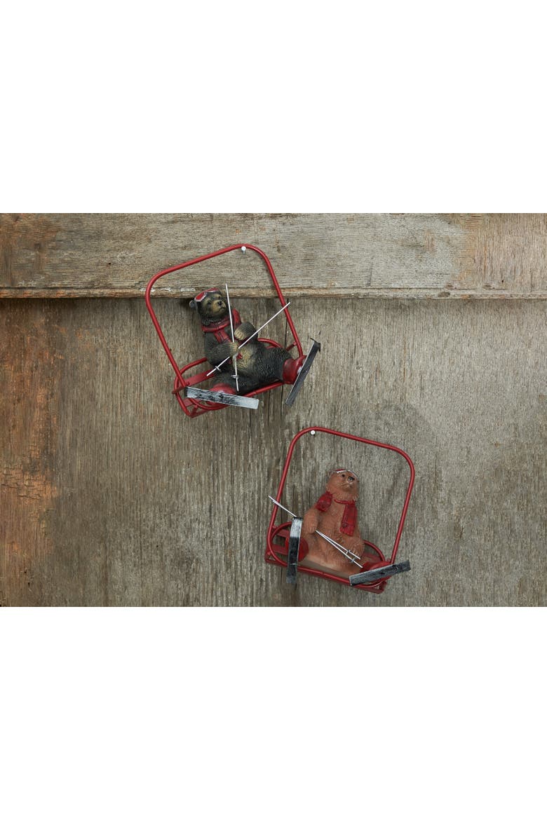 Bear Ski Lift Ornaments, A/2, Alternate, color, brown