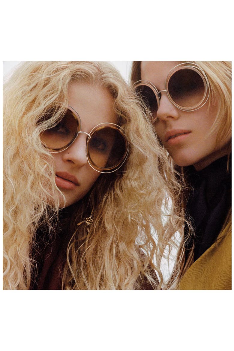 'Carlina' 58mm Round Sunglasses, Alternate, color, GOLD/ TRANSPARENT PEACH