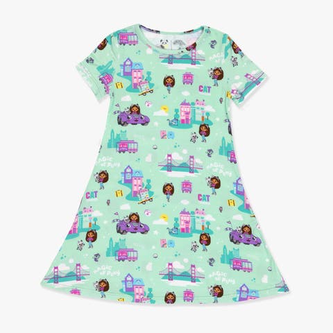 Kids' Gabby's Dollhouse Cat Francisco Short Sleeve Dress
