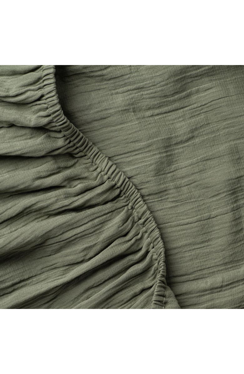 Crane Air Zen Crinkled Cotton Gauze Fitted Sheet, Alternate, color, Matcha