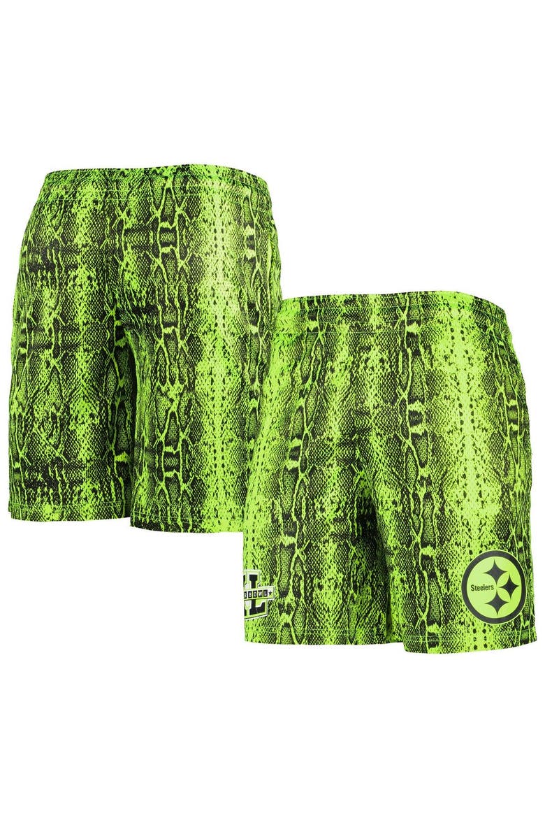 Men's New Era Neon Green Pittsburgh Steelers Summer Pop Shorts, Main, color, Neon Green