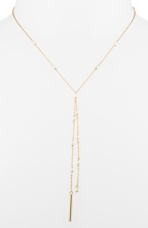 Nordstrom Faux Pearl Station Demi Fine Y-necklace In Gold