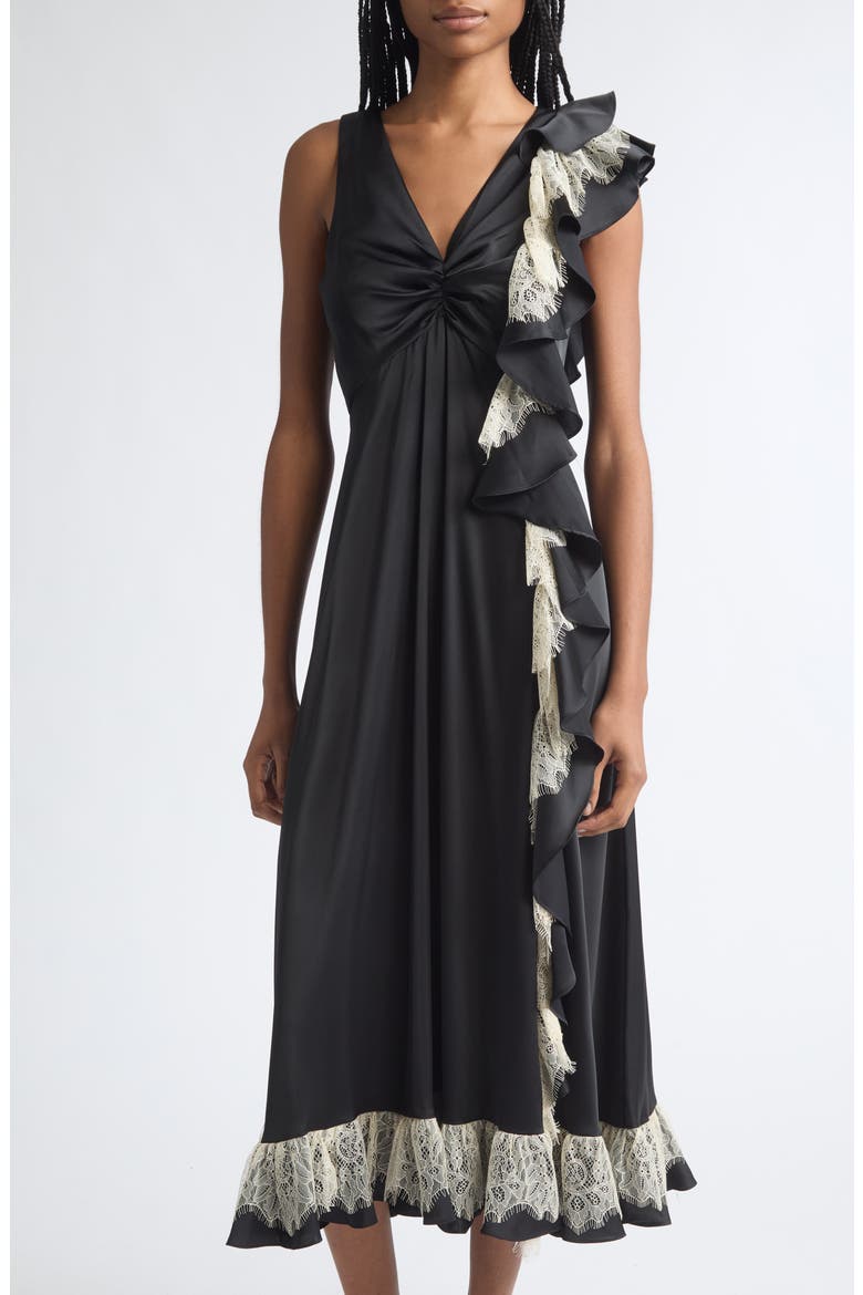 Esme Satin Midi Dress, Alternate, color, BLACK/GARDENIA