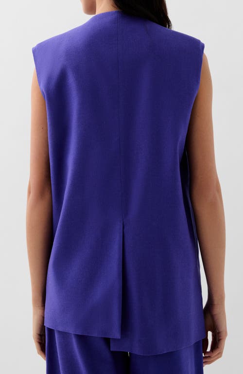 Scalpers Linen Plain Vest In Blue