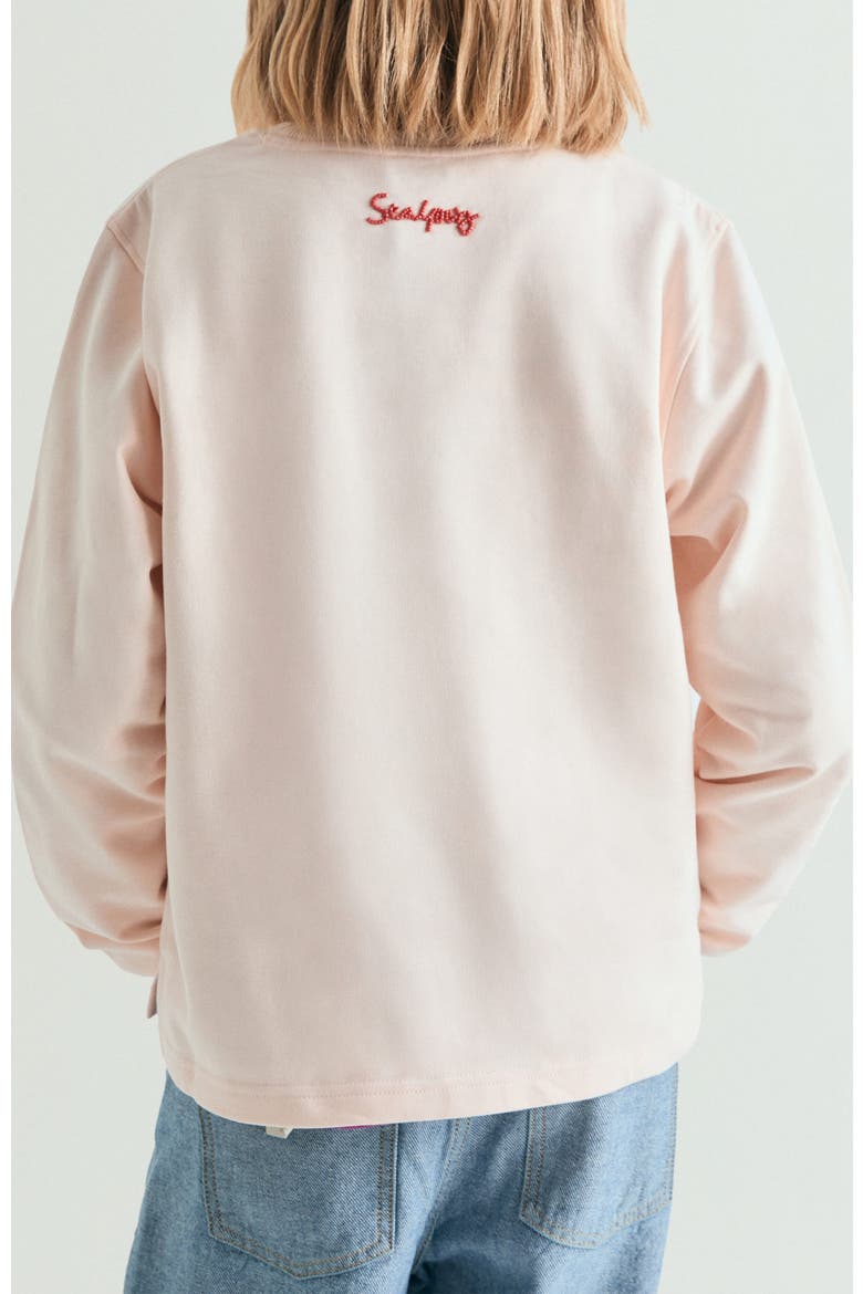 Girl's embroidered sweatshirt with contrast, Alternate, color, Light Pink