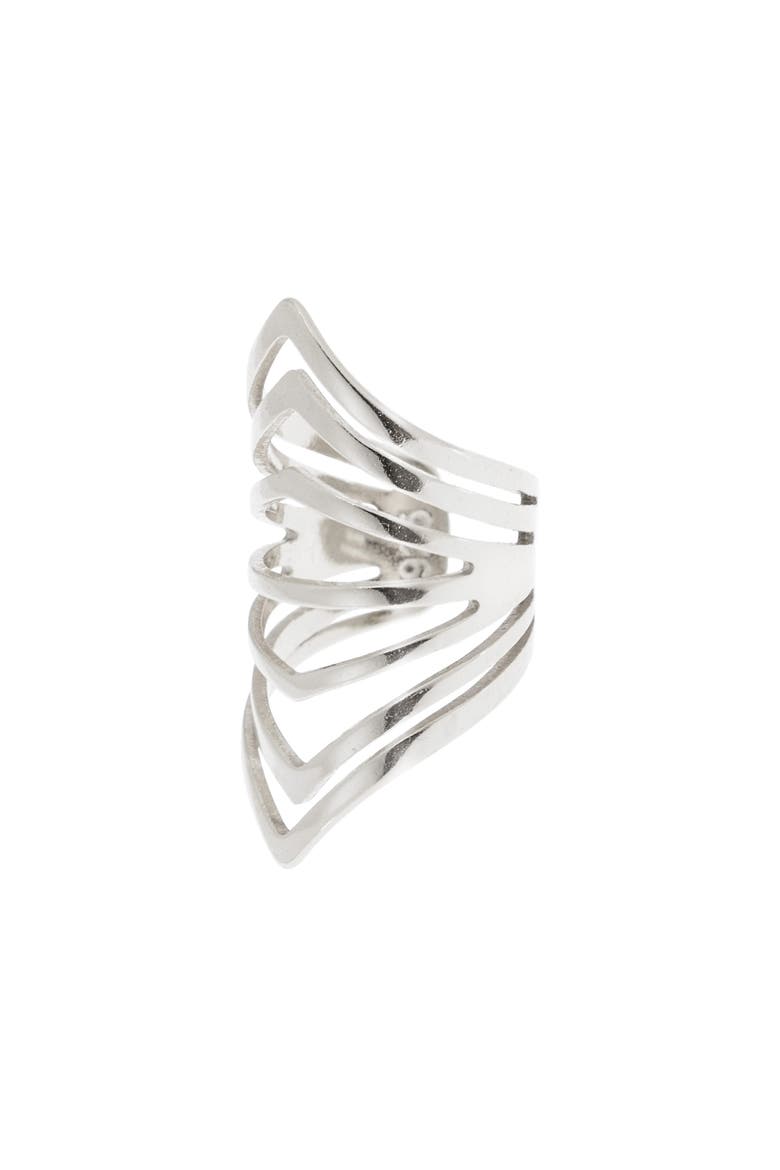 Hexagon Ear Cuff, Main, color, SILVER