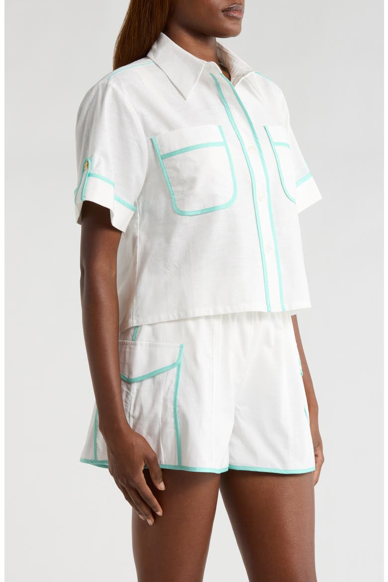 Crop Cover-Up Button-Up Shirt, Alternate, color, CRYSTAL TIDES