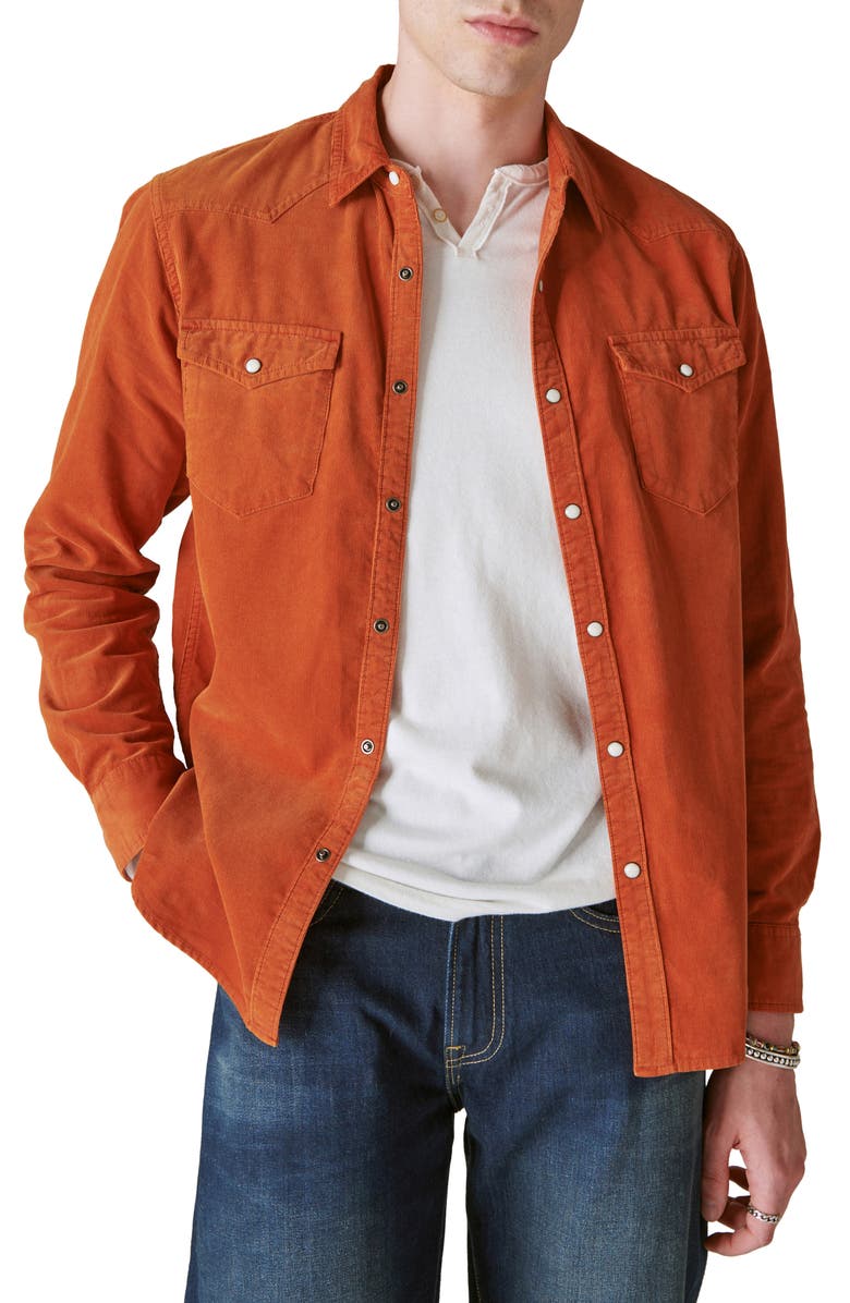 Lucky Brand Corduroy Western Snap-Up Shirt, Main, color, 