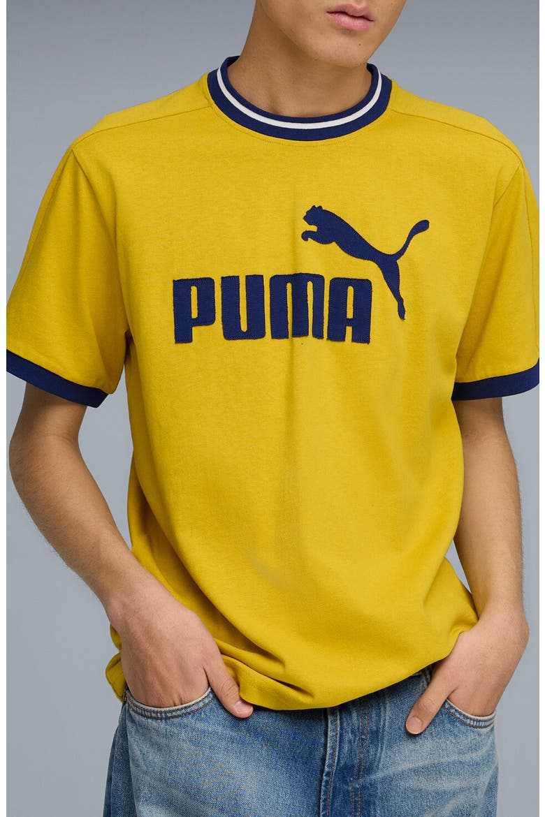 T7 Logo Ringer T-Shirt, Main, color, DAZZLING YELLOW