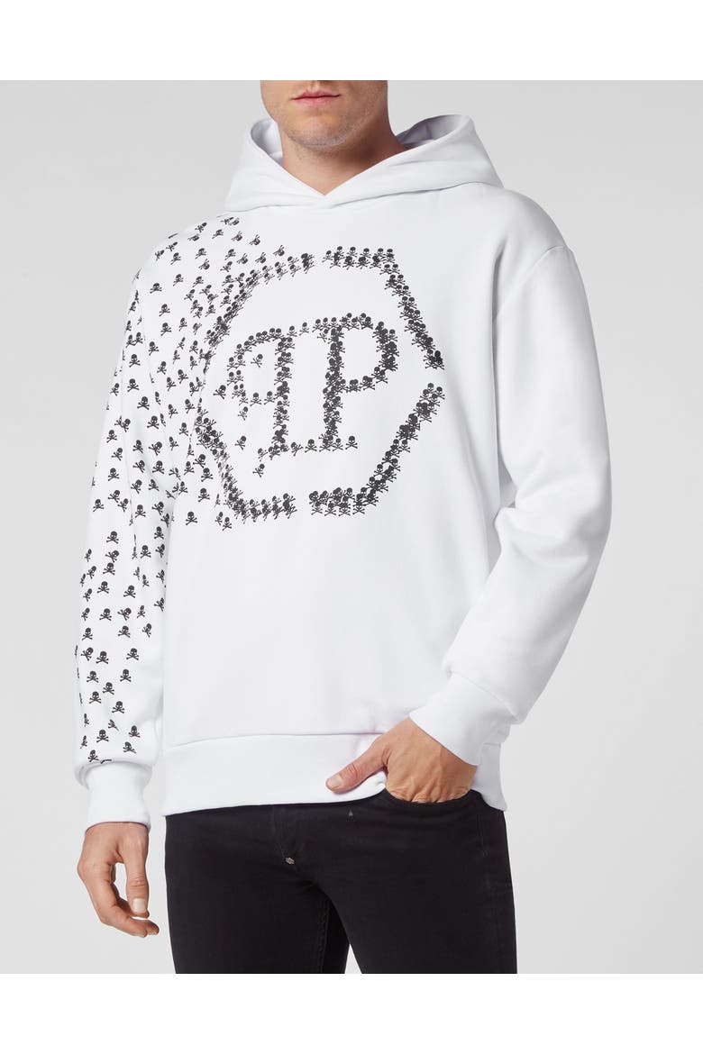 Hoodie Sweatshirt Skull&Amp;Bones Men, Main, color, white