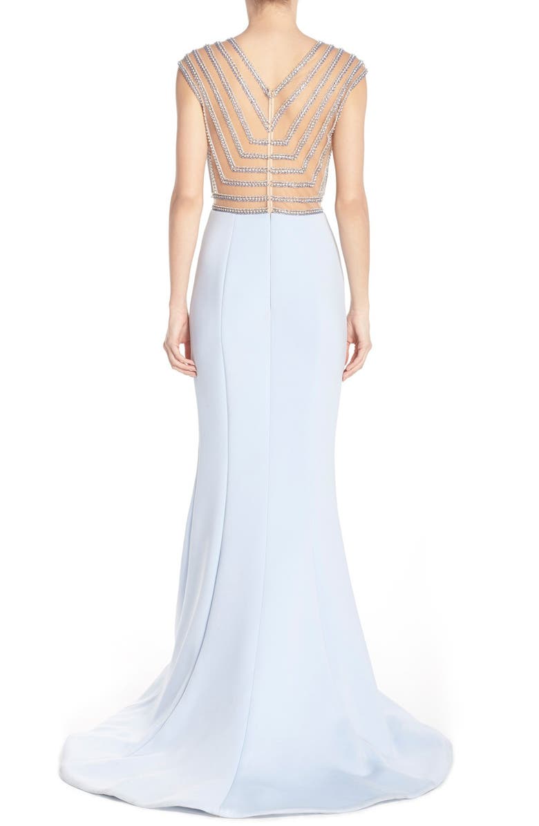 Terani Couture Illusion Neoprene Mermaid Gown, Alternate, color, 