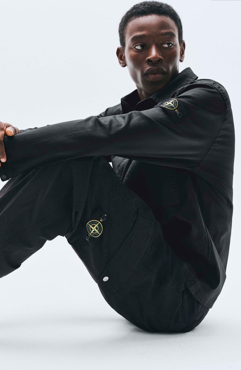 Stone Island Stretch Cotton Shirt, Alternate, color, Black