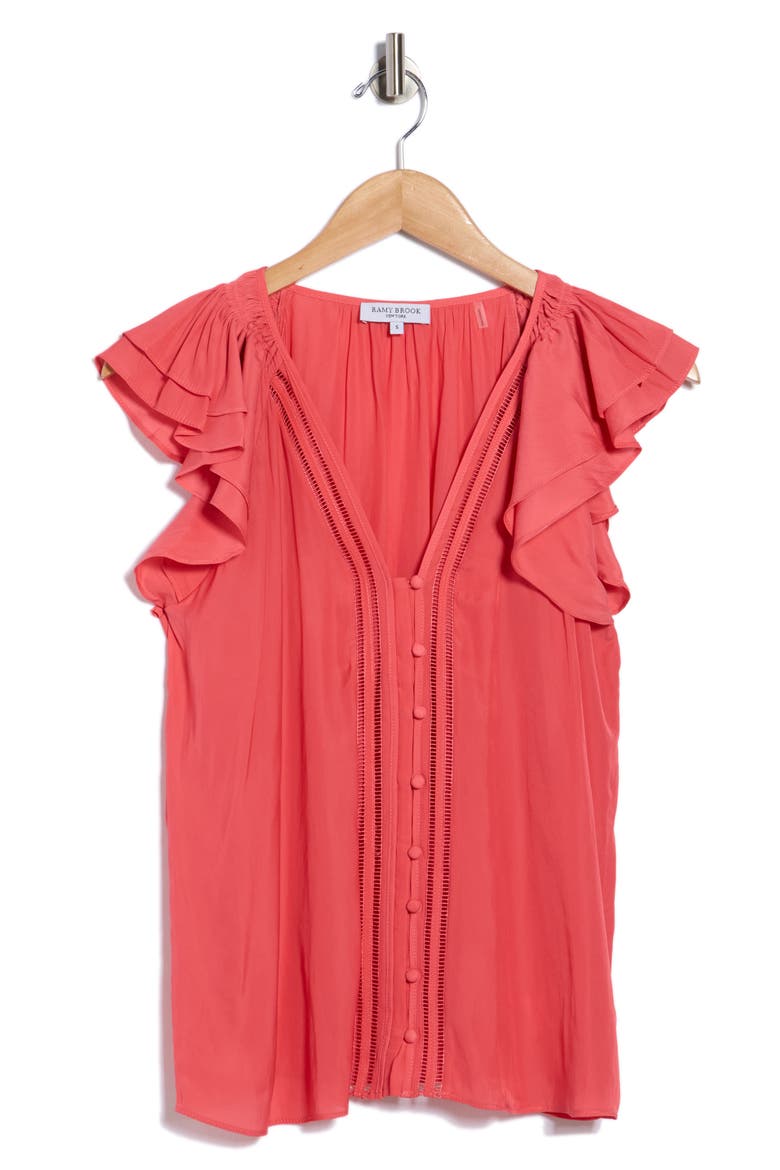 Kendall Short Sleeve Button-Up Shirt, Alternate, color, SUNSET