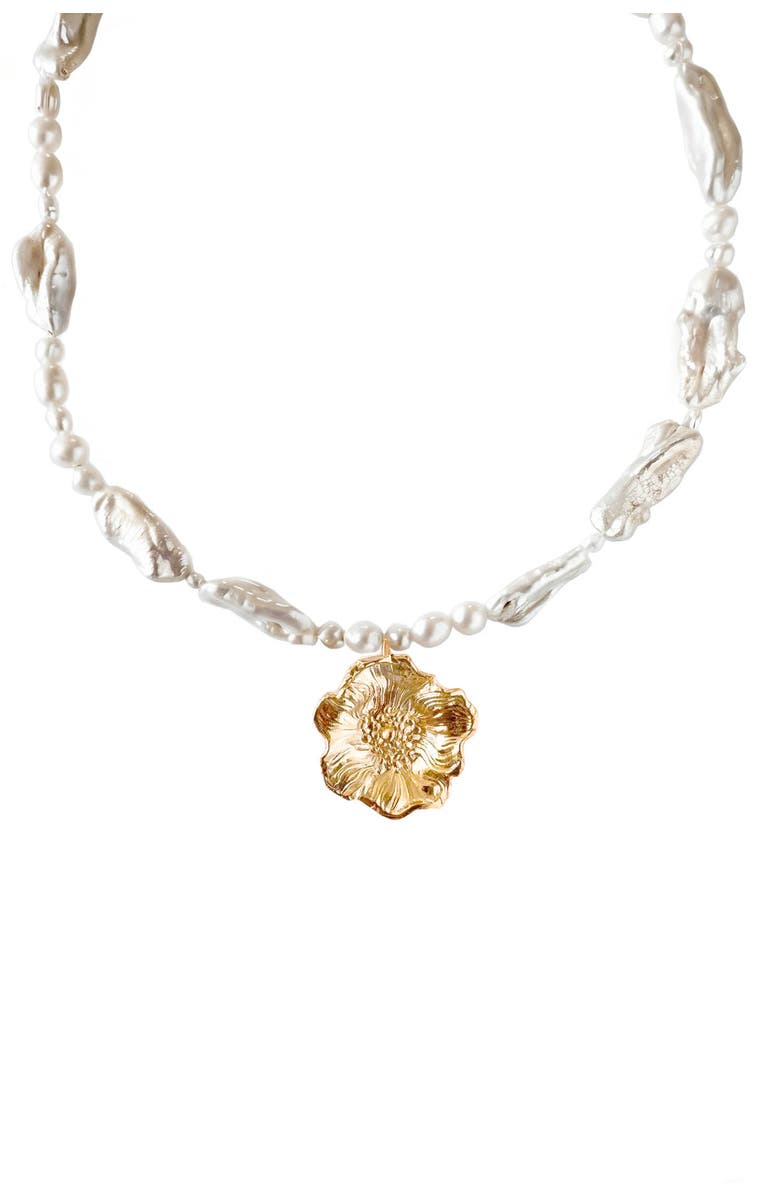 Astor & Orion Poppy Pearl Necklace, Main, color, Gold